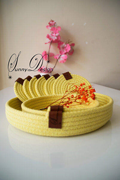 MY SUNNY DESİGN jüt hasır sepet el yapımı sepet set 6 adet bardak altı 2 adet...