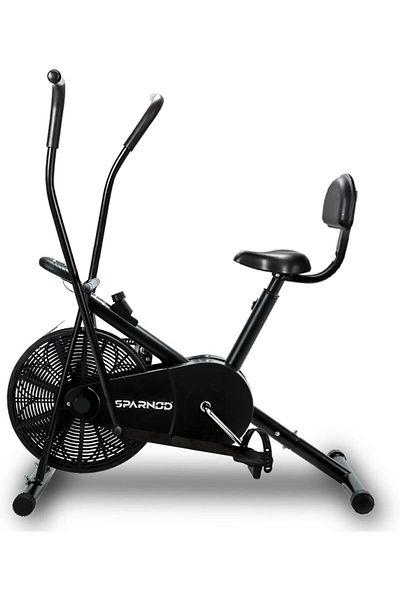 Sparnod Fitness Sab-05 Upright Air Bike Exercise Cycle - Height Adjustable Seat With Back Rest