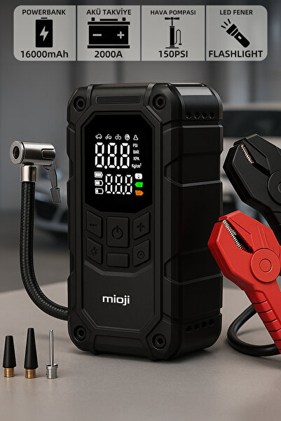 Mioji Mio D8H Plus 4in1 16000mAh 2000A Akü Takviye+Hava Pompası+LED Fener+Pow...