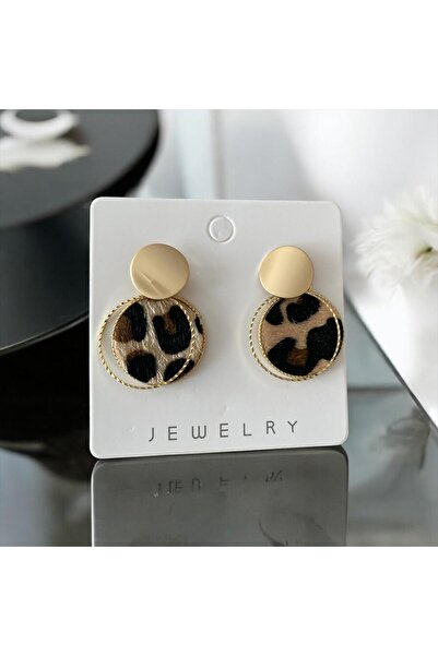 marsel aksesuar LEOPAR DOKULU MODEL GOLD HALKA KÜPE