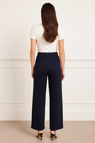 gigigiyim Corduroy Palazzo Women's Casual Pants Navy Blue