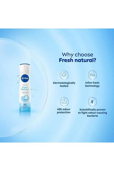 NIVEA Fresh Natural Deodorant Spray for Women by NIVEA, 200ml