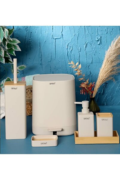 asl living Arow Akrilik 6 Parça Krem Banyo Seti