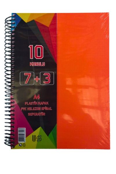 Glanart A4 Size 7+3 Notebook with Bookmark, Tutoring Notebook (7 Squares, 3 Lines) 250 Sheets, 10 Sections Udep