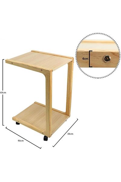 NEXIFY C-Shaped End Table, Snack Side Table with Wheels, Modern Creative Design Coffee Table