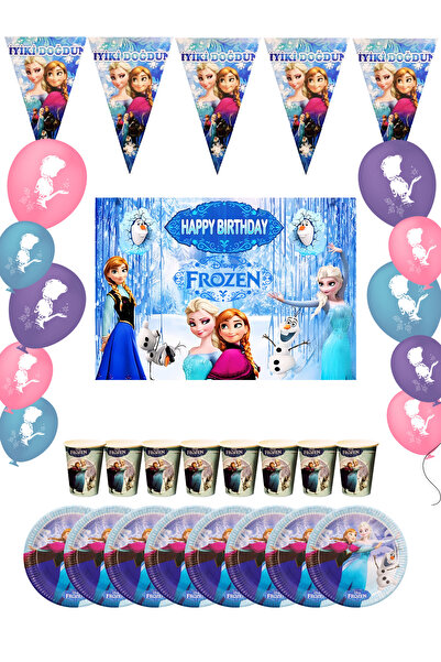 Frozen Elsa Frozen Flag and Banner 40-Person Birthday Party Supplies Ornaments Set