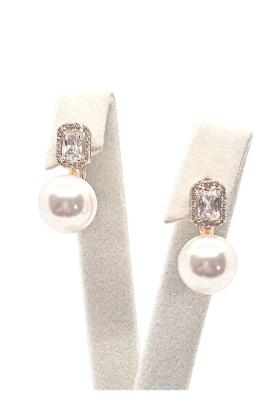 XUPING JEWELRY Xuping Jewelery Şık Tasarımlı Baget Taşlı İnci Çelik Küpe- Kararmaz, alerji yapmaz