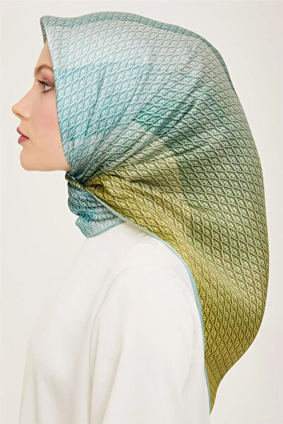 Armine Sura Silk Scarf 9104D (S) 90 X 90 Green - 84