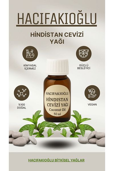 HACIFAKIOĞLU - Coconut Oil Cold Pressed 100% Pure and Natural 50 ml