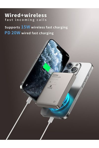 Zoom Plus Wireless & Magsafe 10000mah Power Bank With 15w Fast Charging And Weightless