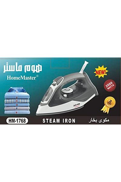 HOME MASTER HM-1768 2000W Stainless Steel Electric Turbo Steam Iron, White/Black