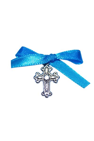 Recostore Set marturii cruciulite cu funda turcoaz botez, 30 buc, REC324