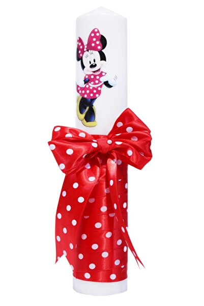 Recostore Κερί βάπτισης, με εκτύπωση Minnie Mouse και κόκκινη κορδέλα, 30x5 c...