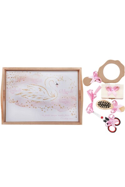 Recostore Tava mot fete, cu lebada 6 piese, roz, 35x20 cm, REC1967/76