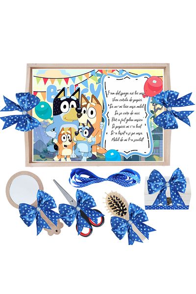 Recostore Set tavita taiere mot, tip Bingo Si Blue, Albastru deschis, 6 piese, 35x20 cm, REC1967/348