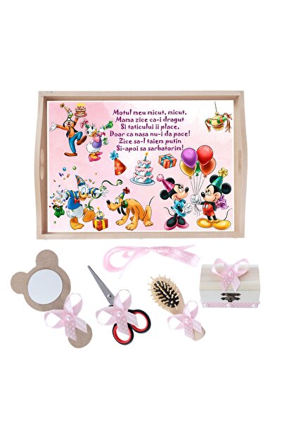 Recostore Tava mot fete la fete, cu Disney, roz, 6 piese, 35x20 cm, REC1967/237