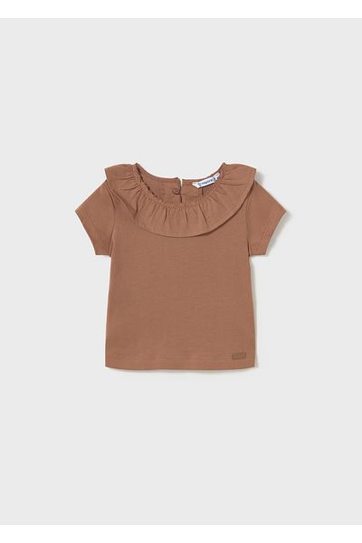 MAYORAL Baby Girl Ruffle Collar T-Shirt Brown 1045