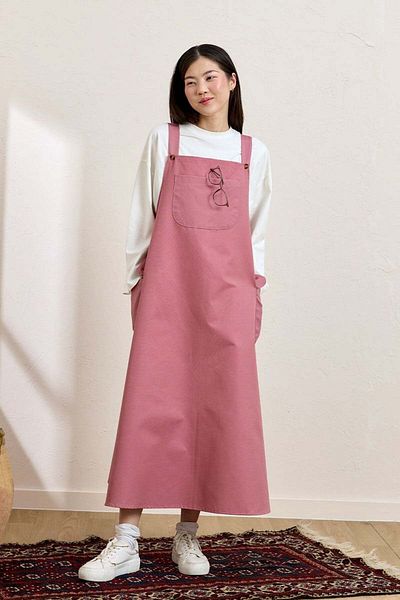 Ceylan Otantik Dusty Rose Linen Skirt Salopet & Ecru Body Suit