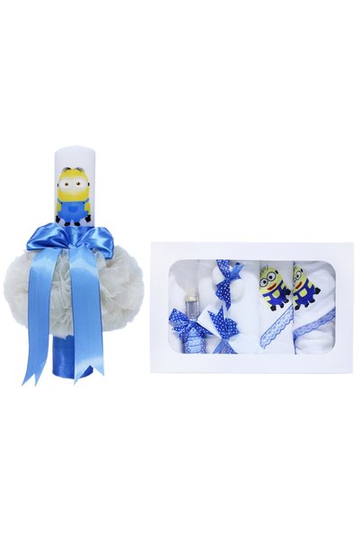 Recostore Set trusou si lumanare , Minions, albastru, 8 piese, REC1821