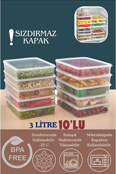 Carat Home 10 Pieces Vacuum Sealed Food Fresh Storage Container Set 3 Liters ...