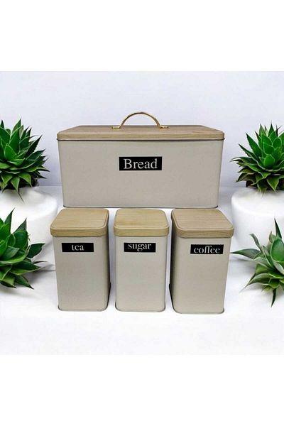 KMS Kumsar Set of 4 Metal Soft Bread and Jar