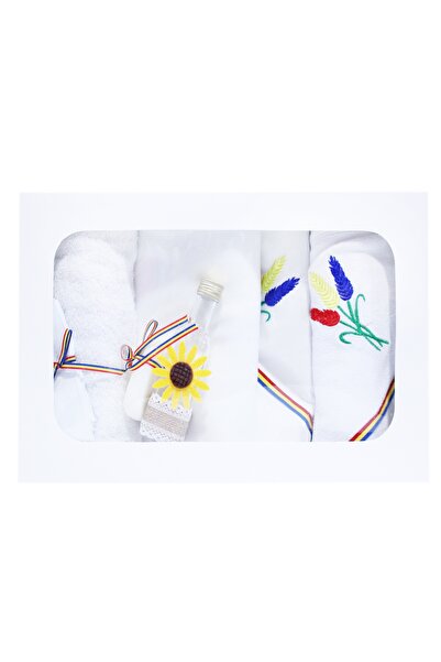 Recostore Παραδοσιακό λευκό κοστούμι με κεντημένα στάχυα σιταριού, 7 τεμάχια,...