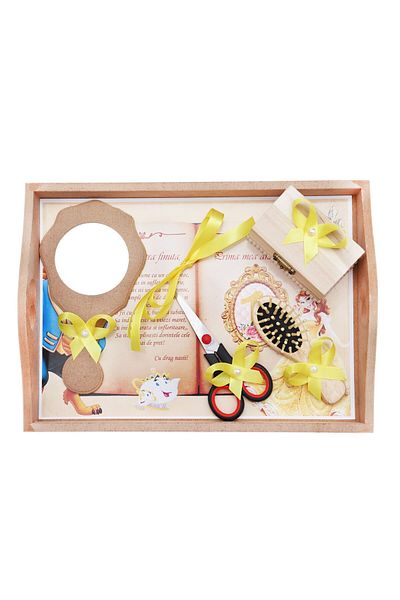 Recostore Tava mot fete, Frumoasa si Bestia 6 piese, galben, 35x20 cm, REC1967/84