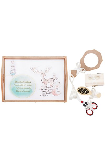 Recostore Tava mot fete, bufnite, vulpita si cerb, 6 piese, ivoire, 35x20 cm, REC1967/72