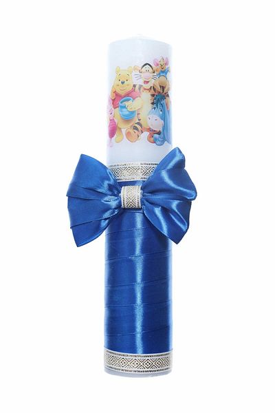 Recostore Lumanare botez cu Winnie The Pooh panglica albastru electric, REC2209