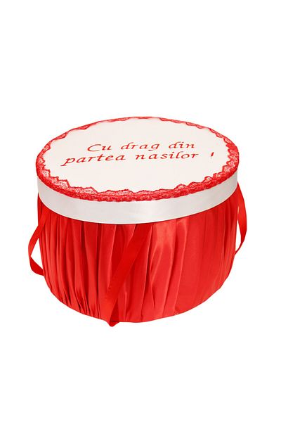Recostore Cutie transport trusou alb-rosu, 30x25 cm, REC1251