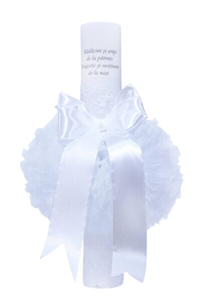 Recostore Lumanare alba „Radacini si aripi” botez, 35x5 cm, REC109