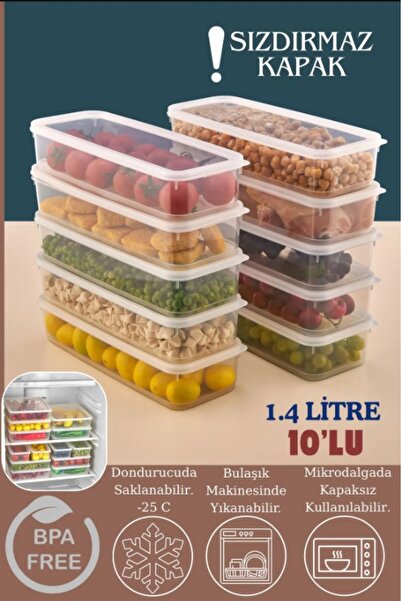 Carat Home 10 Adet Vakumlu Sızdırmaz Erzak Fresh Saklama Kabı Seti 1400ml - Ş...