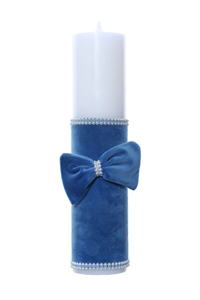 Recostore Lumanare botez catifea bleu, 28 cm, REC2156