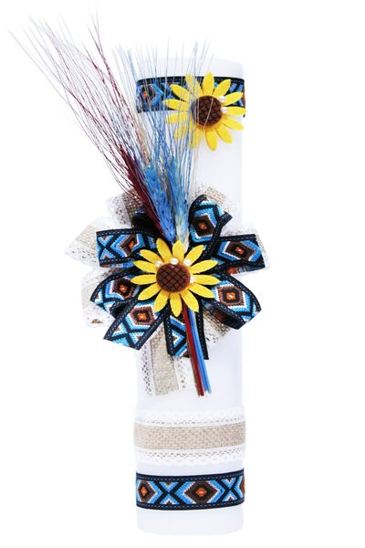 Recostore Lumanare traditionala botez, motive traditionale, 40x7 cm, REC157