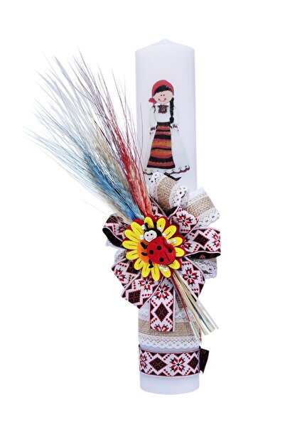 Recostore Lumanare traditionala botez, cu imprimeu tarancuta, 35x5 cm, REC169