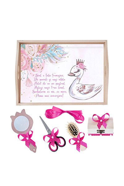 Recostore Tava mot fete, cu Lebada, ciclame, 6 piese, 35x20 cm, REC1967/114