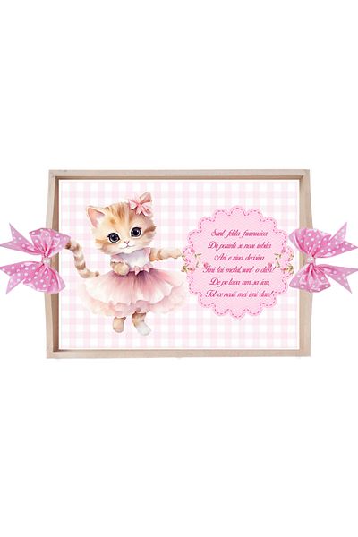 Recostore Set tavita taiere mot/turta, cu Pisicuta, roz, 6 piese, 35x20 cm, REC1967/353