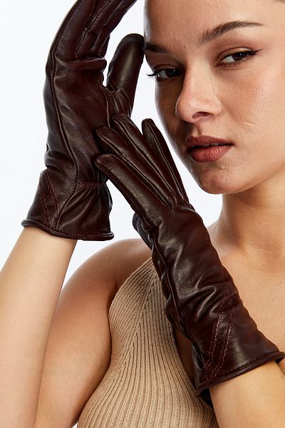CE-YIL DERİ ÜRÜNLERİ Women's Genuine Leather Fleece Lined Gloves