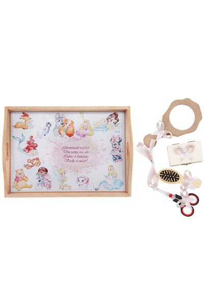 Recostore Tava mot fete, disney, 6 piese, roz pudrat, 35x20 cm, REC1967/88