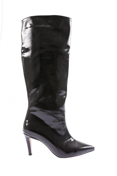 DGN Pointed Toe Thin Heeled Women's Boots Black Wrinkled Patent Leather 45353285