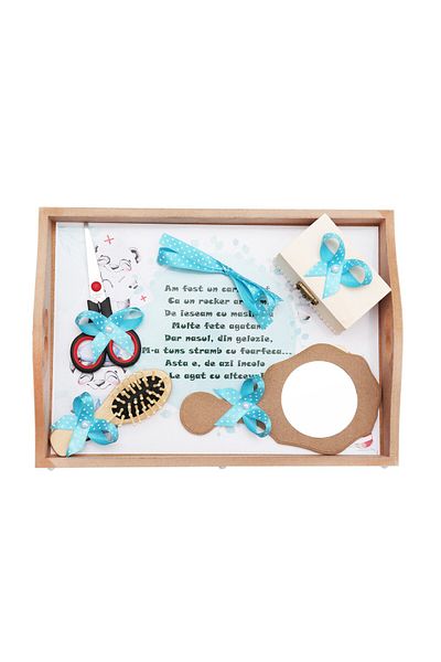 Recostore Tava mot, urs cu meserii, 6 piese, bleu, 35x20 cm, REC1967/58