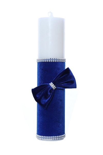 Recostore Lumanare botez catifea albastru electric, 28 cm, REC2155