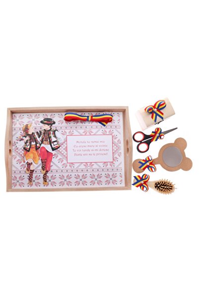 Recostore Set tavita taiere mot-turta de fete, traditional, 6 piese, 35x20 cm...