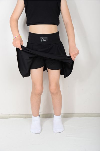KİDSPİTİRCİK Girl's Black Strap Crop Badi, Short Skirt Suit
