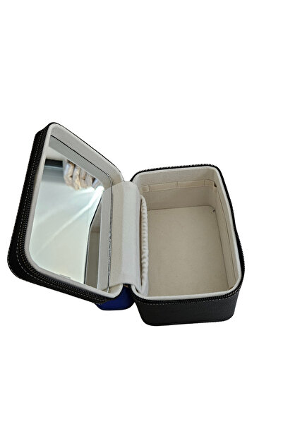 ÖZER KUTU Taşıma Kulplu Deri Aynalı Makyaj,Bakım Ve Seyahat Çantası,kutusu (14x21x14 cm)
