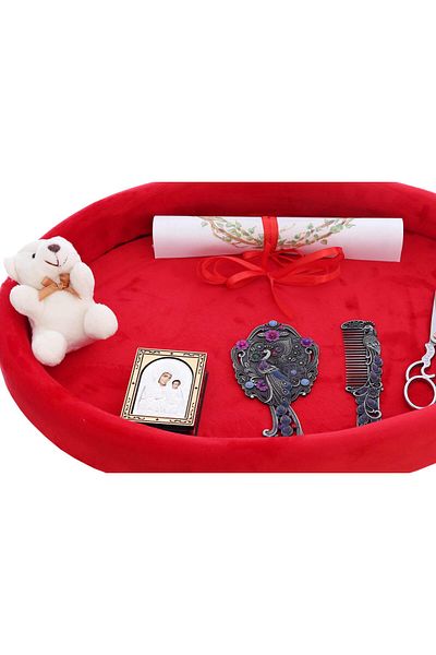 Recostore Tava mot aniversare 1 an, catifea rosie, 8 piese, 43x32 cm, REC5011/7