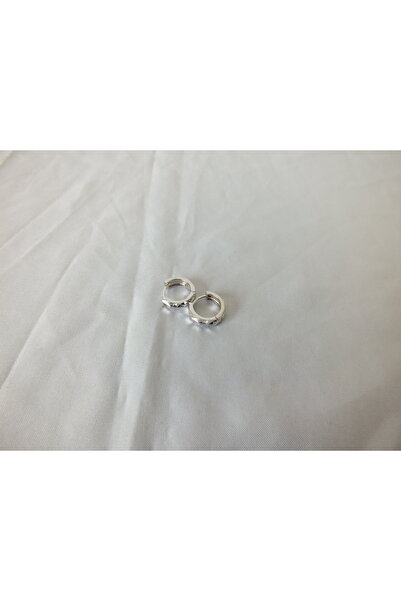 Marmaris Jewellery 925 Ayar Gümüş Küçük Halka Küpe İnce Desenli Unisex Zarif ve Günlük Kullanıma Uygun