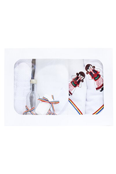 Recostore Trusou traditional alb cu tarancuta brodata7 piese, REC252