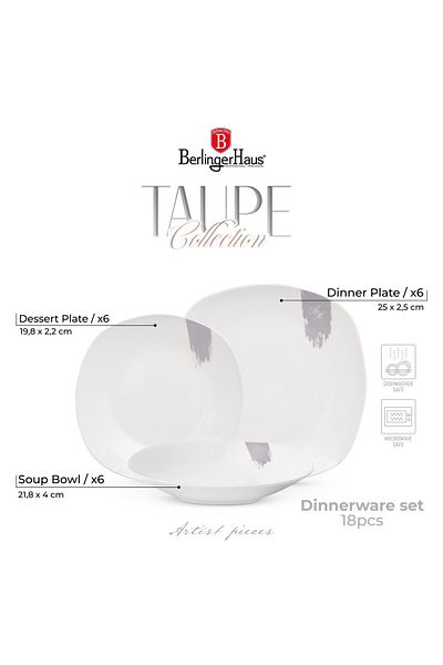 Berlinger Haus 18-piece Plate Set Taupe Bh 10202