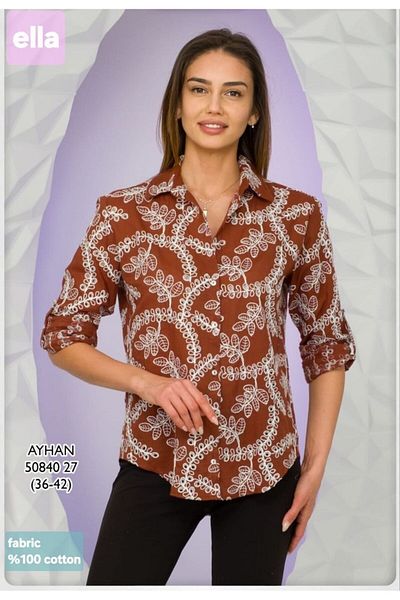 AYHAN Digital Printing Cutout Detailed Shirt